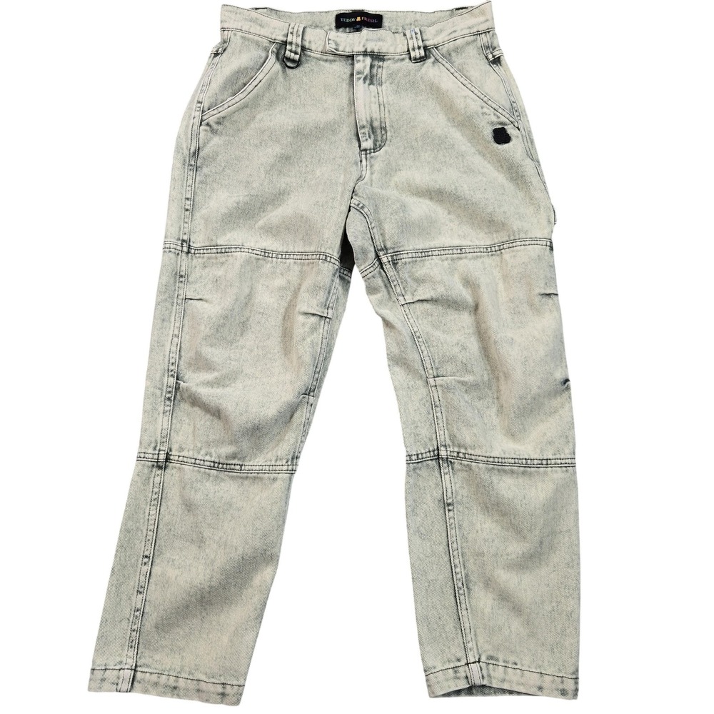 Teddy Fresh Jeans Mens 28 Green Acid Wash Carpenter Utility Workwear Denim
